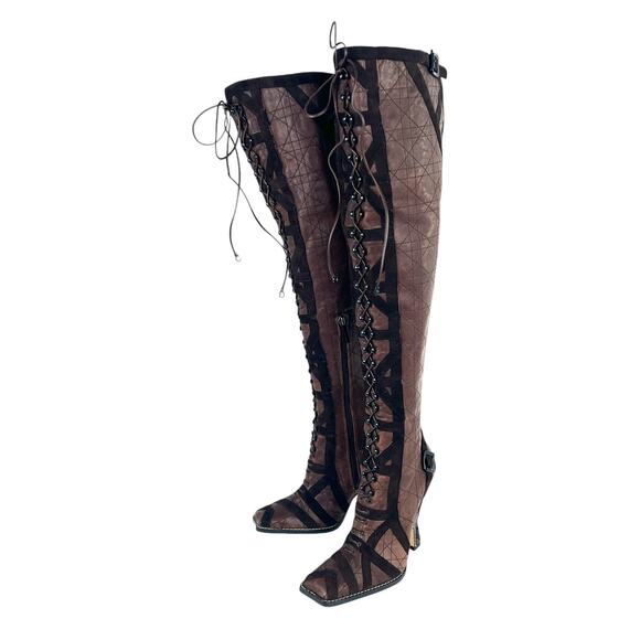 Dior Brown Lace Up Boots - Picture 1 of 8